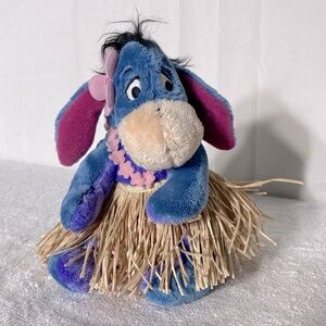 Disney Store Eeyore In A Hawaiian Grass Skirt Plush Toy Stuffed Animal